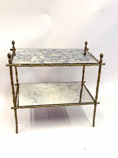  Maison Bagu s French Midcentury Brass Faux Bamboo Patinated Mirror Side Table Maison Bagues - 4401847