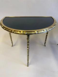  Maison Bagu s French Midcentury Gilt Bronze Faux Bamboo Opaline Coffee Table Maison Bagues - 4112235