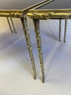  Maison Bagu s French Midcentury Gilt Bronze Faux Bamboo Opaline Coffee Table Maison Bagues - 4112238