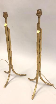  Maison Bagu s French Mod Neoclassic Gilt Bronze Faux Bamboo Table Lamps Maison Bagu s Pair - 2372413