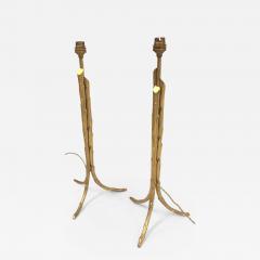  Maison Bagu s French Mod Neoclassic Gilt Bronze Faux Bamboo Table Lamps Maison Bagu s Pair - 2383128
