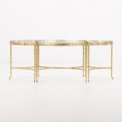  Maison Bagu s French three part Gilt bronze Glass Coffee Table attributed to Bagues C 1950  - 3513269