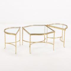  Maison Bagu s French three part Gilt bronze Glass Coffee Table attributed to Bagues C 1950  - 3513271