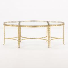  Maison Bagu s French three part Gilt bronze Glass Coffee Table attributed to Bagues C 1950  - 3513272