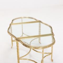  Maison Bagu s French three part Gilt bronze Glass Coffee Table attributed to Bagues C 1950  - 3513274