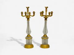  Maison Bagu s Hollywood Regency Cut Crystal Gilt Brass Candelabras France 1930s - 4217645