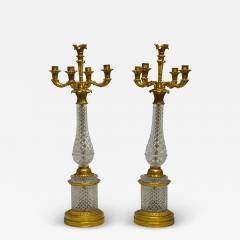  Maison Bagu s Hollywood Regency Cut Crystal Gilt Brass Candelabras France 1930s - 4218432