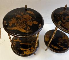  Maison Bagu s House Side Tables with Bamboo Decor in Gilt Bronze and Chinese Lacquer Top - 4820810