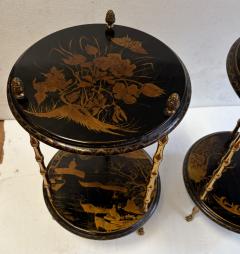 Maison Bagu s House Side Tables with Bamboo Decor in Gilt Bronze and Chinese Lacquer Top - 4820811
