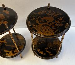  Maison Bagu s House Side Tables with Bamboo Decor in Gilt Bronze and Chinese Lacquer Top - 4820852