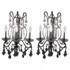  Maison Bagu s MAISON BAGUES CRYSTAL BEADED GILT METAL WITH MIRROR MULTI CRYSTAL SCONCES - 3573389