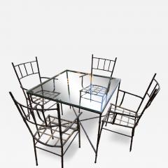  Maison Bagu s MID CENTURY GILT METAL BAMBOO DINING TABLE AND FOUR CHAIRS - 4277157