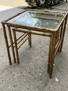  Maison Bagu s MID CENTURY ITALIAN GILT METAL BAMBOO TRIO OF NESTING TABLES - 4274735