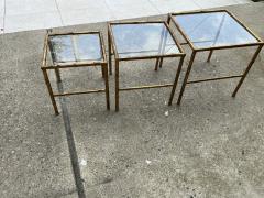  Maison Bagu s MID CENTURY ITALIAN GILT METAL BAMBOO TRIO OF NESTING TABLES - 4274738