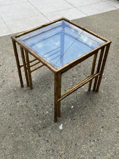  Maison Bagu s MID CENTURY ITALIAN GILT METAL BAMBOO TRIO OF NESTING TABLES - 4274739