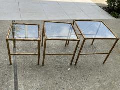  Maison Bagu s MID CENTURY ITALIAN GILT METAL BAMBOO TRIO OF NESTING TABLES - 4274740
