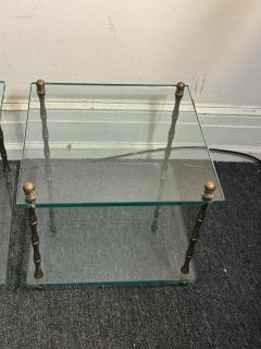  Maison Bagu s MID CENTURY PAIR OF BRASS BAMBOO AND GLASS DOUBLE TIER TABLES - 4275150