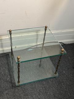  Maison Bagu s MID CENTURY PAIR OF BRASS BAMBOO AND GLASS DOUBLE TIER TABLES - 4275152
