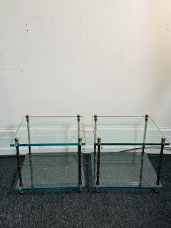  Maison Bagu s MID CENTURY PAIR OF BRASS BAMBOO AND GLASS DOUBLE TIER TABLES - 4275153