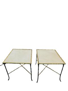  Maison Bagu s MID CENTURY POLISHED BRASS MARBLE BAMBOO DESIGN SIDE TABLES BY MAISON BAGUES - 4609852