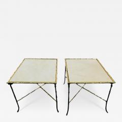 Maison Bagu s MID CENTURY POLISHED BRASS MARBLE BAMBOO DESIGN SIDE TABLES BY MAISON BAGUES - 4609853