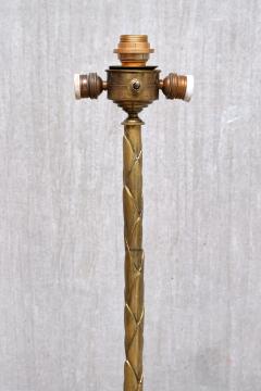  Maison Bagu s Maison Bagu s Brass Tripod Floor Lamp with Foliate Decor France 1940s - 4574502