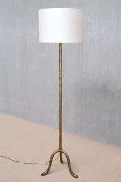  Maison Bagu s Maison Bagu s Brass Tripod Floor Lamp with Foliate Decor France 1940s - 4574504