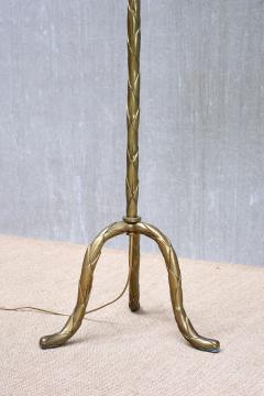  Maison Bagu s Maison Bagu s Brass Tripod Floor Lamp with Foliate Decor France 1940s - 4574506