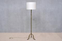  Maison Bagu s Maison Bagu s Brass Tripod Floor Lamp with Foliate Decor France 1940s - 4574510