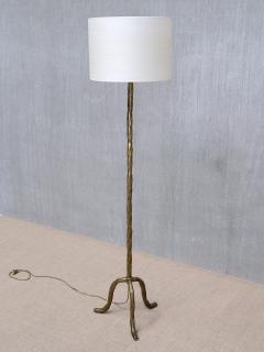  Maison Bagu s Maison Bagu s Brass Tripod Floor Lamp with Foliate Decor France 1940s - 4574513