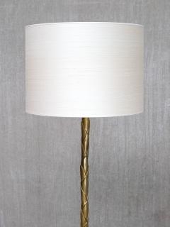  Maison Bagu s Maison Bagu s Brass Tripod Floor Lamp with Foliate Decor France 1940s - 4574525