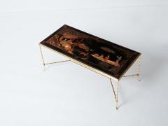  Maison Bagu s Maison Bagu s bamboo brass Chinese lacquered coffee table 1960s - 3246615
