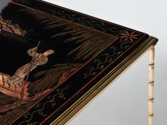  Maison Bagu s Maison Bagu s bamboo brass Chinese lacquered coffee table 1960s - 3246617