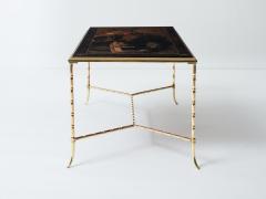  Maison Bagu s Maison Bagu s bamboo brass Chinese lacquered coffee table 1960s - 3246618