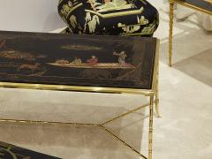  Maison Bagu s Maison Bagu s bamboo brass Chinese lacquered coffee table 1960s - 3246622