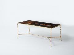  Maison Bagu s Maison Bagu s bamboo brass Chinese lacquered coffee table 1960s - 3246624