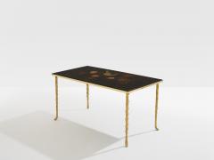  Maison Bagu s Maison Bagu s bamboo brass chinese lacquered small coffee table 1950s - 4447009