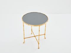  Maison Bagu s Maison Bagu s bamboo brass dark grey mirror gueridon table 1960s - 3557895