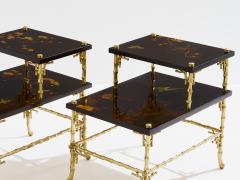  Maison Bagu s Maison Bagu s bamboo bronze chinoiserie lacquered end tables 1940s - 4050568