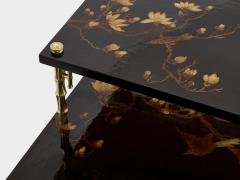  Maison Bagu s Maison Bagu s bamboo bronze chinoiserie lacquered end tables 1940s - 4050571