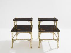  Maison Bagu s Maison Bagu s bamboo bronze chinoiserie lacquered end tables 1940s - 4050576