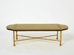  Maison Bagu s Maison Bagu s bronze Saint Gobain gilded glass coffee table 1950s - 3065938