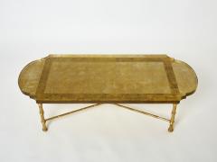  Maison Bagu s Maison Bagu s bronze Saint Gobain gilded glass coffee table 1950s - 3065939