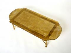  Maison Bagu s Maison Bagu s bronze Saint Gobain gilded glass coffee table 1950s - 3065942