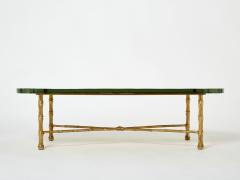  Maison Bagu s Maison Bagu s bronze Saint Gobain gilded glass coffee table 1950s - 3065948