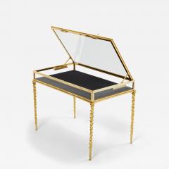  Maison Bagu s Maison Bagu s bronze Saint Gobain gilded glass coffee table 1950s - 3068308