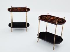  Maison Bagu s Maison Bagu s bronze bamboo wood marquetry side tables 1940s - 3591926