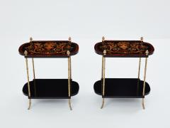  Maison Bagu s Maison Bagu s bronze bamboo wood marquetry side tables 1940s - 3591927