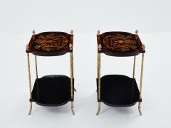  Maison Bagu s Maison Bagu s bronze bamboo wood marquetry side tables 1940s - 3591928