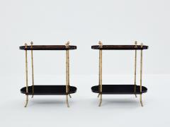  Maison Bagu s Maison Bagu s bronze bamboo wood marquetry side tables 1940s - 3591931